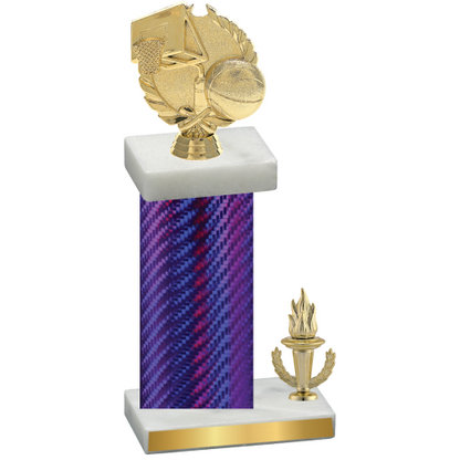Accented Single Purple Carbon Fiber Victory Basketball Trophy