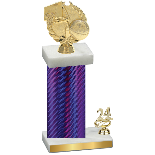 Accented Single Purple Carbon Fiber Year Basketball Trophy