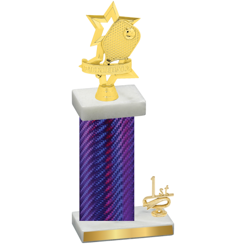 Accented Single Purple Carbon Fiber First Place Pickleball Trophy