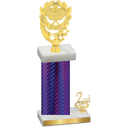 Accented Single Purple Carbon Fiber Second Place Pickleball Trophy