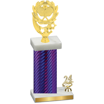 Accented Single Purple Carbon Fiber Year Pickleball Trophy