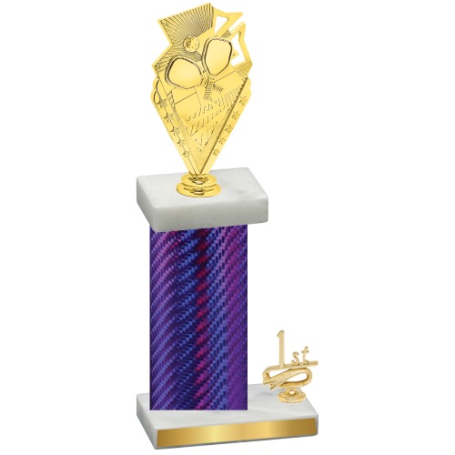 Accented Single Purple Carbon Fiber First Place Pickleball Trophy