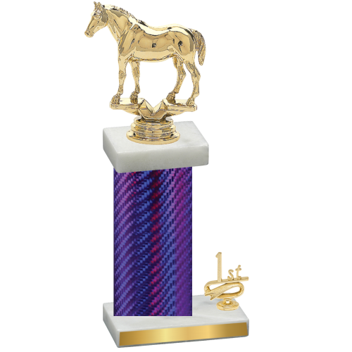 Accented Single Purple Carbon Fiber First Place Horses Trophy