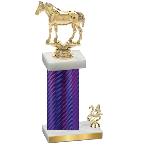 Accented Single Purple Carbon Fiber Year Horses Trophy