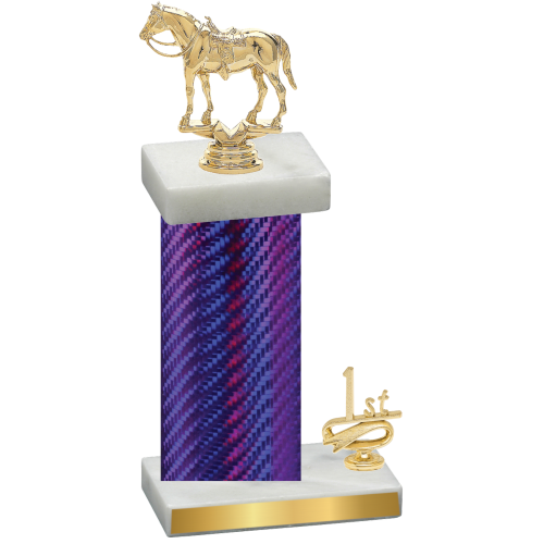 Accented Single Purple Carbon Fiber First Place Horses Trophy