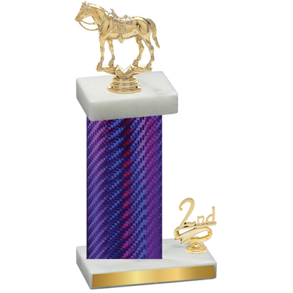 Accented Single Purple Carbon Fiber Second Place Horses Trophy