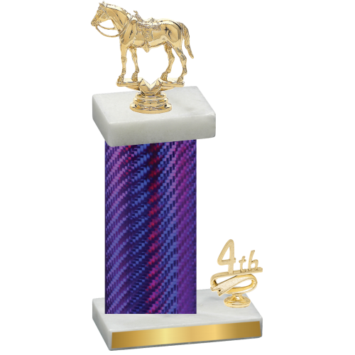 Accented Single Purple Carbon Fiber Fourth Place Horses Trophy