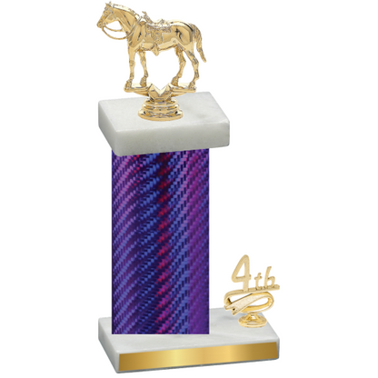 Accented Single Purple Carbon Fiber Fourth Place Horses Trophy