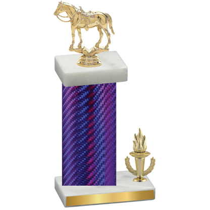 Accented Single Purple Carbon Fiber Victory Horses Trophy