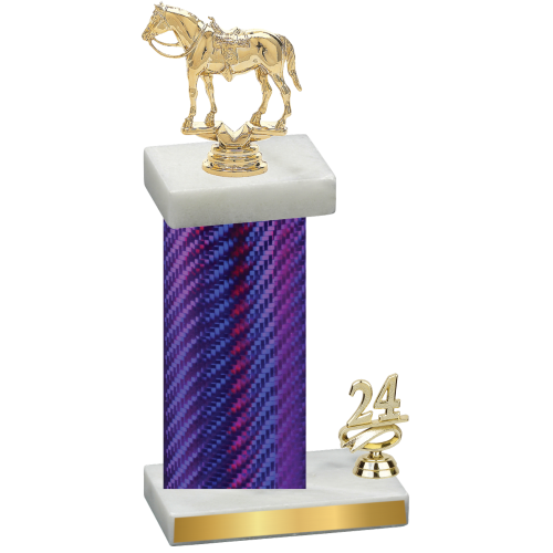 Accented Single Purple Carbon Fiber Year Horses Trophy