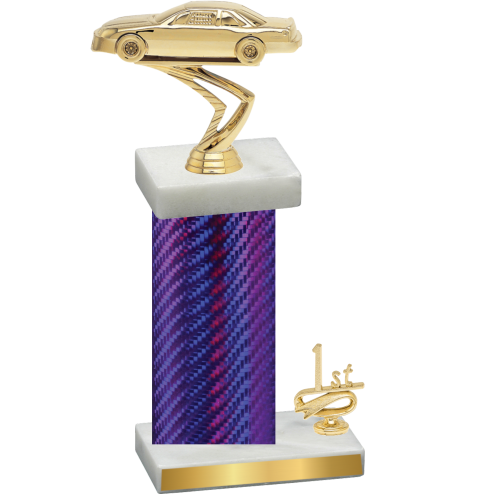 Accented Single Purple Carbon Fiber First Place Cars Trophy