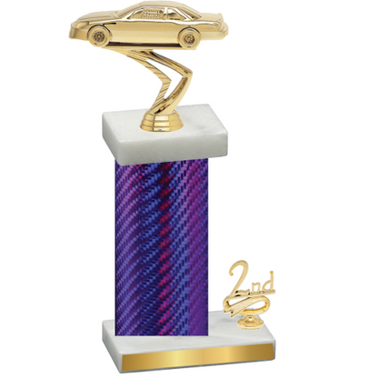 Accented Single Purple Carbon Fiber Second Place Cars Trophy