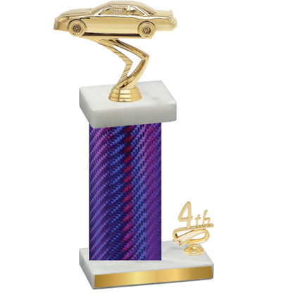 Accented Single Purple Carbon Fiber Fourth Place Cars Trophy