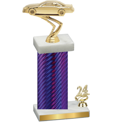 Accented Single Purple Carbon Fiber Year Cars Trophy