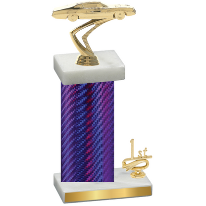 Accented Single Purple Carbon Fiber First Place Cars Trophy