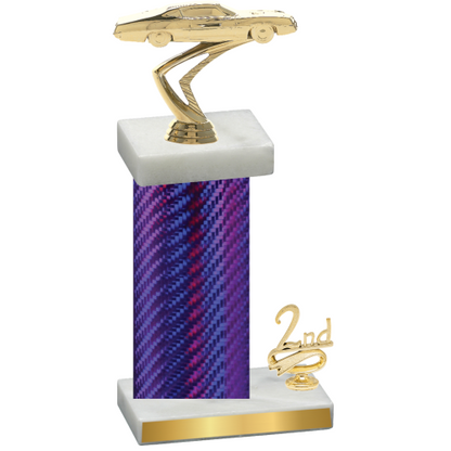 Accented Single Purple Carbon Fiber Second Place Cars Trophy