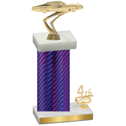 Accented Single Purple Carbon Fiber Fourth Place Cars Trophy