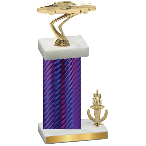 Accented Single Purple Carbon Fiber Victory Cars Trophy