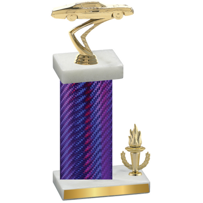 Accented Single Purple Carbon Fiber Victory Cars Trophy