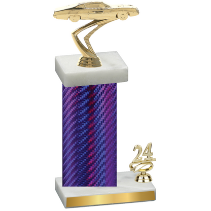 Accented Single Purple Carbon Fiber Year Cars Trophy