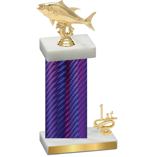 Accented Single Purple Carbon Fiber First Place Fishing Trophy