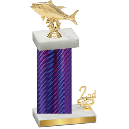 Accented Single Purple Carbon Fiber Second Place Fishing Trophy