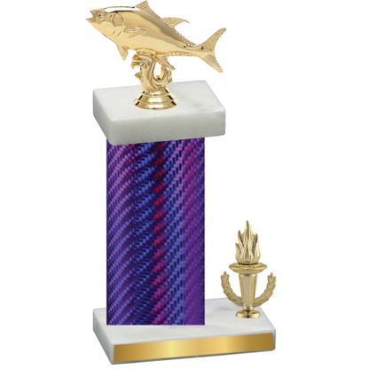 Accented Single Purple Carbon Fiber Victory Fishing Trophy