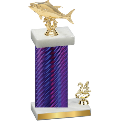 Accented Single Purple Carbon Fiber Year Fishing Trophy