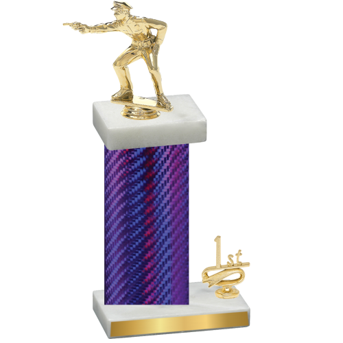 Accented Single Purple Carbon Fiber First Place Shooter Trophy