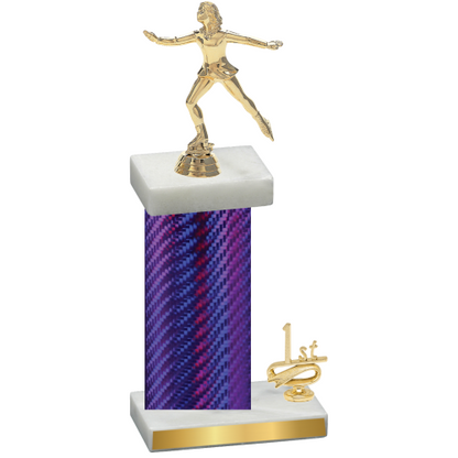 Accented Single Purple Carbon Fiber First Place Skater Trophy