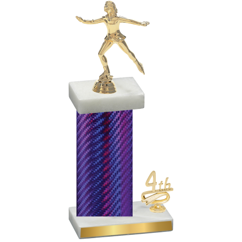 Accented Single Purple Carbon Fiber Fourth Place Skater Trophy