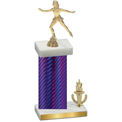 Accented Single Purple Carbon Fiber Victory Skater Trophy