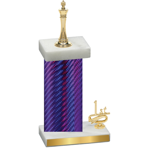 Accented Single Purple Carbon Fiber First Place Chess Trophy