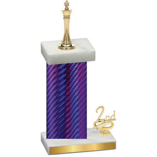 Accented Single Purple Carbon Fiber Second Place Chess Trophy