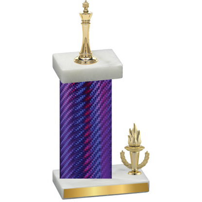 Accented Single Purple Carbon Fiber Victory Chess Trophy