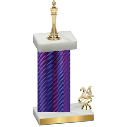 Accented Single Purple Carbon Fiber Year Chess Trophy