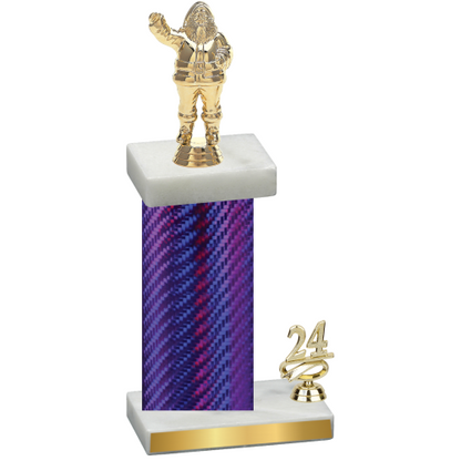 Accented Single Purple Carbon Fiber Year Holiday Trophy