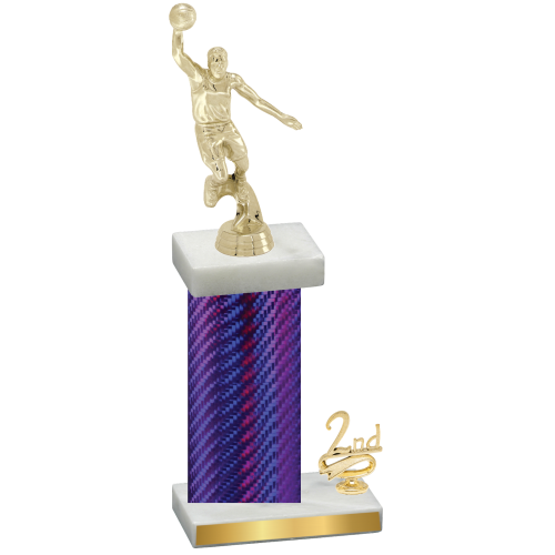 Accented Single Purple Carbon Fiber Second Place Basketball Trophy