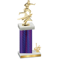 Accented Single Purple Carbon Fiber First Place Flag Football Trophy