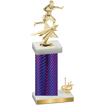 Accented Single Purple Carbon Fiber First Place Flag Football Trophy