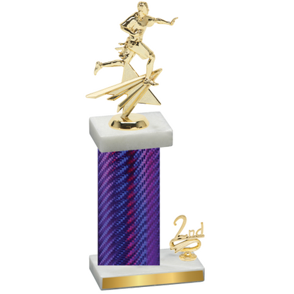 Accented Single Purple Carbon Fiber Second Place Flag Football Trophy