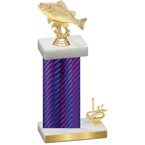 Accented Single Purple Carbon Fiber First Place Fishing Trophy