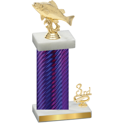 Accented Single Purple Carbon Fiber Third Place Fishing Trophy