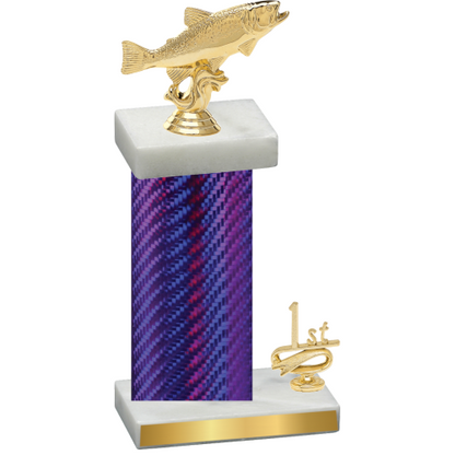 Accented Single Purple Carbon Fiber First Place Fishing Trophy