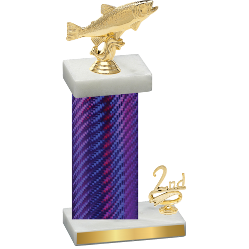 Accented Single Purple Carbon Fiber Second Place Fishing Trophy