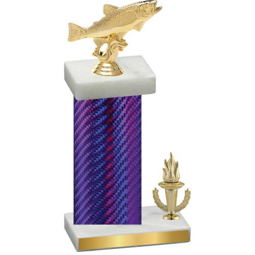 Accented Single Purple Carbon Fiber Victory Fishing Trophy