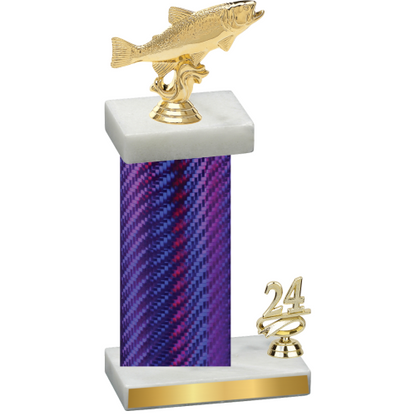 Accented Single Purple Carbon Fiber Year Fishing Trophy