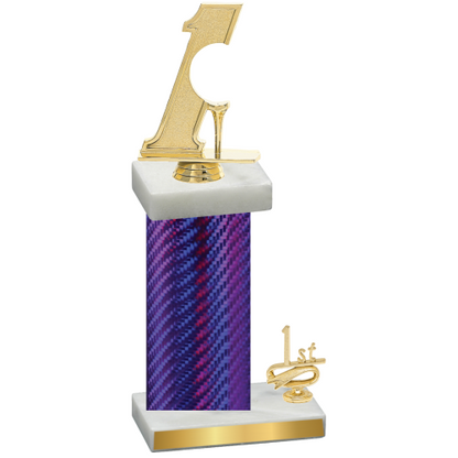 Accented Single Purple Carbon Fiber First Place Golf Trophy