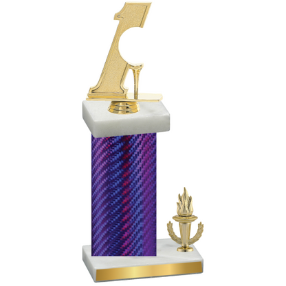 Accented Single Purple Carbon Fiber Victory Golf Trophy