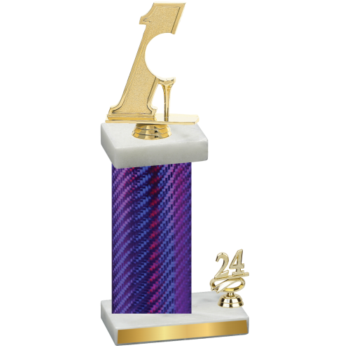 Accented Single Purple Carbon Fiber Year Golf Trophy